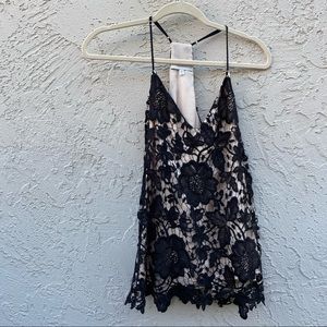 Lavender Brown lace flower tank top